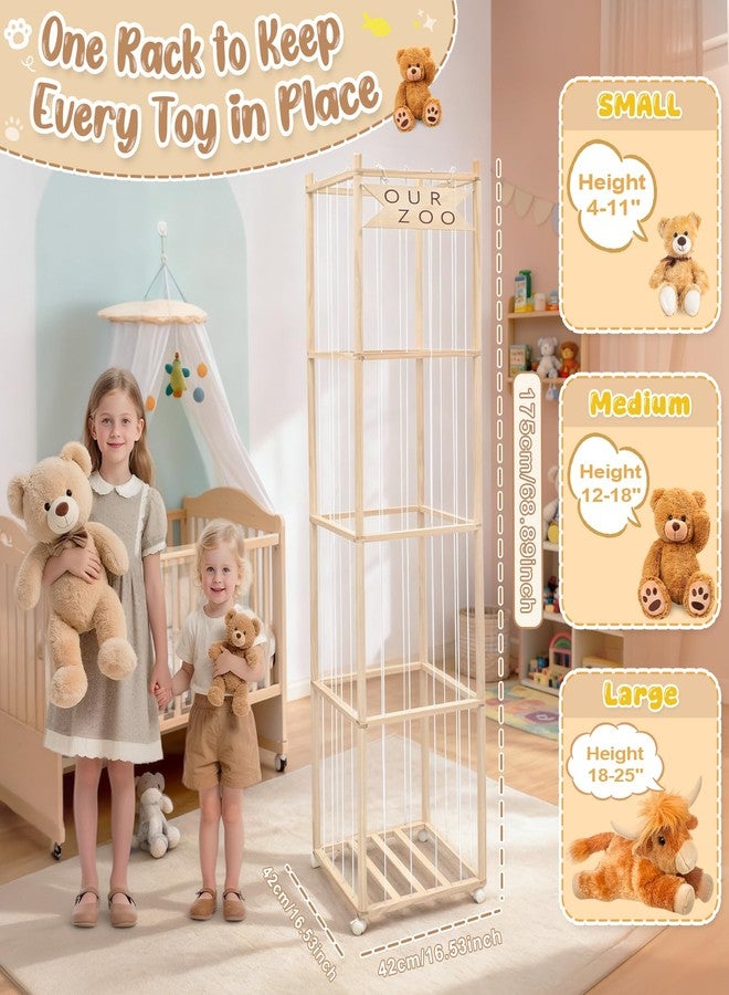 OurWarm Stuffed Animal Storage & Organizer, 68.5 Inch Large Wooden Zoo Stuffed Animal Holder with Wheels, Kids Toy Storage Organizer for Nursery Storage, Toddler Rooms, Playrooms, Bedroom Organization - Image 2